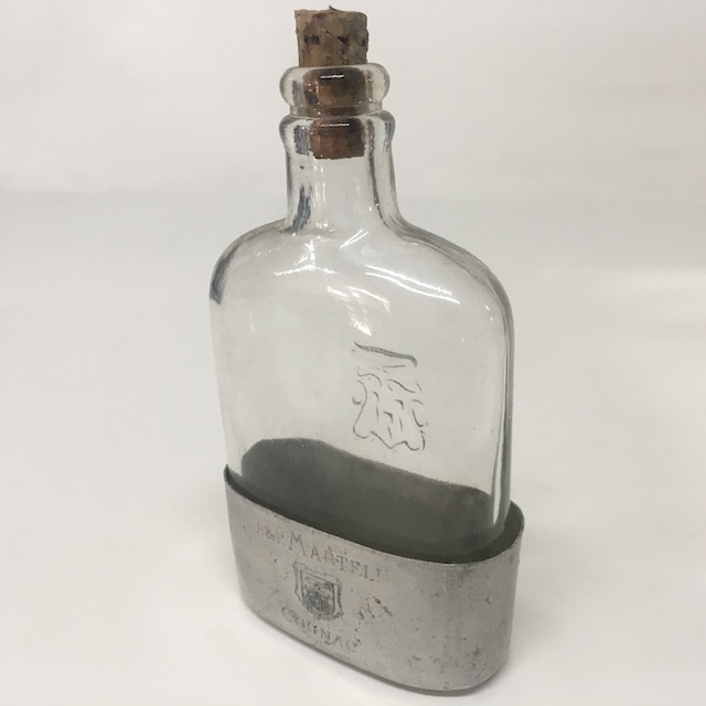 HIP FLASK, Glass Bottle w Cork
